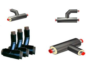 預(yù)制直埋保溫管件主要包括保溫彎頭、保溫三通、保溫異徑管等。采用的是聚氨酯泡沫的保溫技術(shù)。聚氨酯泡沫具有良好的機(jī)械性能和絕熱性能，通常情況下可耐溫120℃，通過改性或與其它隔熱材料組合可耐溫180℃。預(yù)