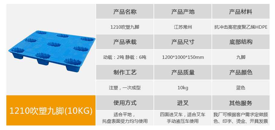 軒盛塑業(yè)1210九腳吹塑托盤(pán)10kg